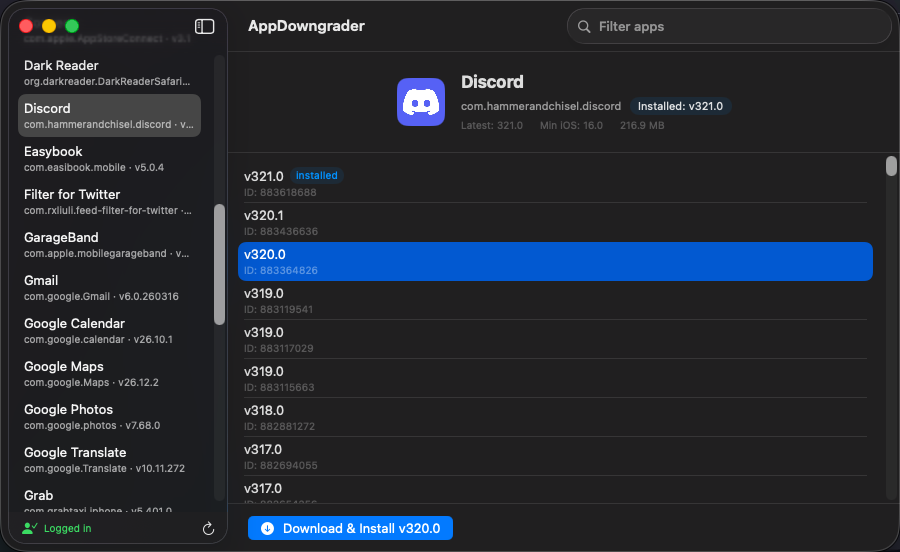 AppDowngrader