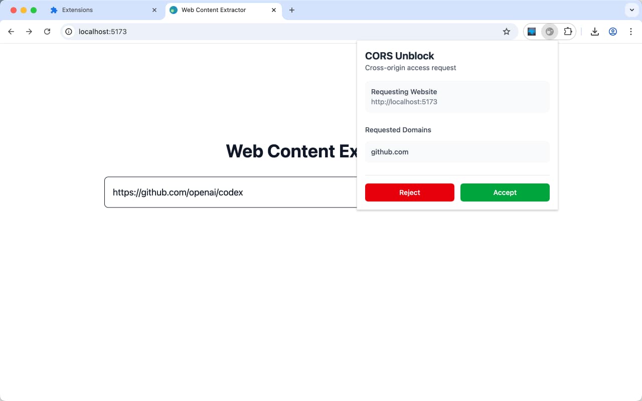 Preview of CORS Unblock